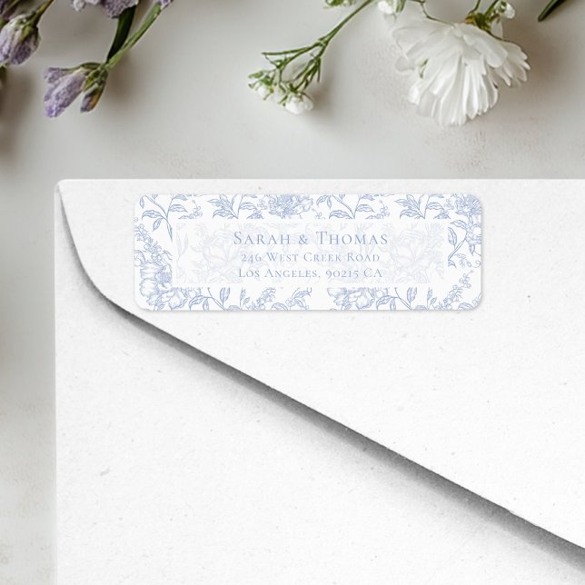 French Toile Blue Chinoiserie Return Address (Creator Uploaded)