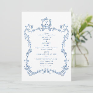 French Toile Blue Invitation 01