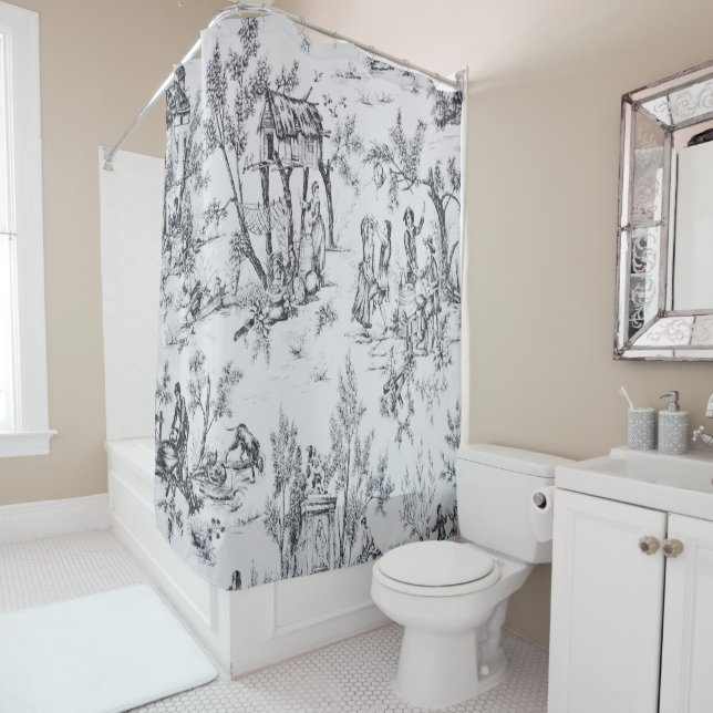 French toile de jouy black and white elegant art (In Situ)