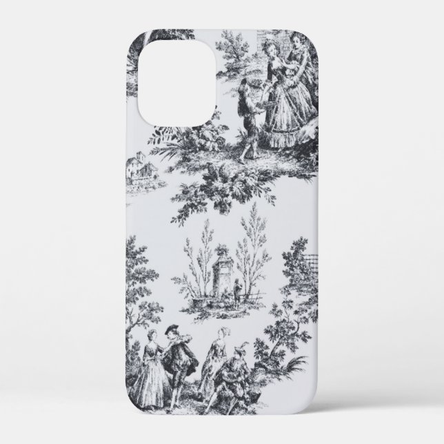 French toile de jouy black and white elegant Case-Mate iPhone case (Back)