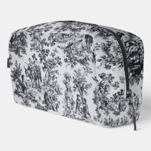 French toile de jouy black and white elegant  dopp kit