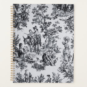 French toile de jouy black and white elegant planner