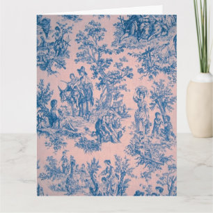 French toile de jouy blue and white elegant card