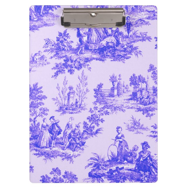 French toile de jouy blue and white elegant clipboard (Front)