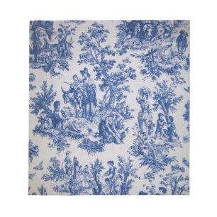 French toile de jouy blue and white elegant notepad