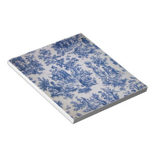 French toile de jouy blue and white elegant notepad