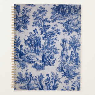 French toile de jouy blue and white elegant planner
