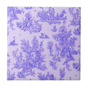 French toile de jouy blue and white elegant tile