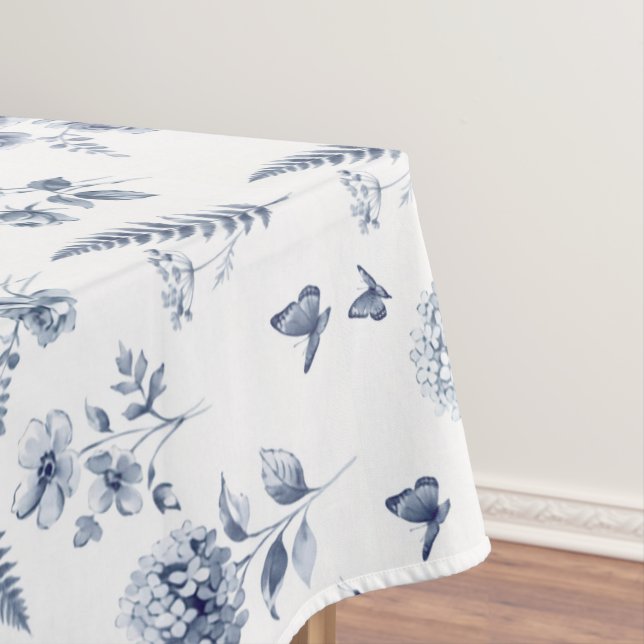 French Toile de jouy blue pattern Chinoseirie Tablecloth (In Situ)