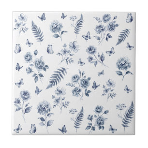 French Toile de jouy blue pattern Chinoseirie Tile