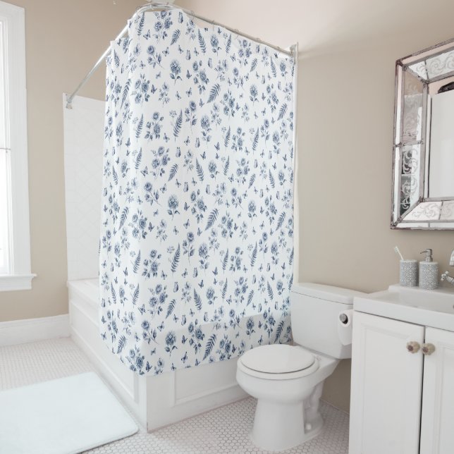 French Toile de jouy Chinoiserie Blue Pattern (In Situ)