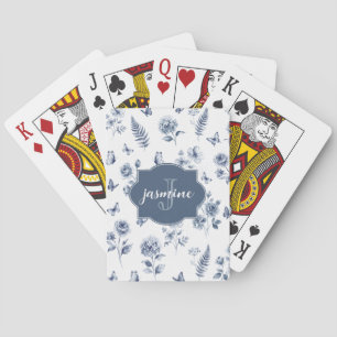 French Toile de jouy Monogram Name Chinoseirie Playing Cards