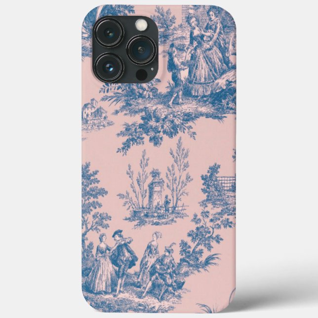 French toile de jouy pink and white elegant Case-Mate iPhone case (Back)
