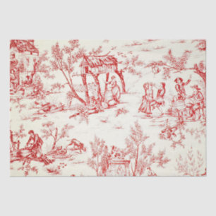French toile de jouy red and white decoupage tissue paper