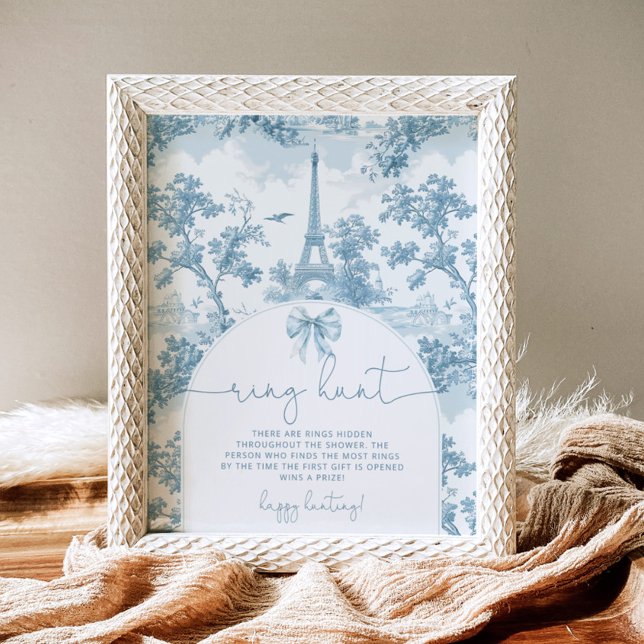 French toile de Jouy ring hunt bridal shower game Poster (Creator Uploaded)