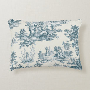 French toile de jouy sage green elegant accent pillow