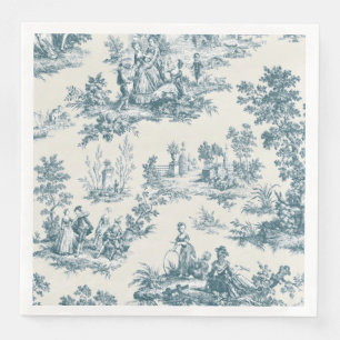 French toile de jouy sage green elegant  decoupage napkin