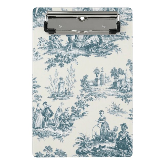 French toile de jouy sage green elegant mini clipboard (Front)