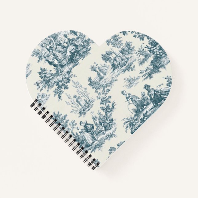 French toile de jouy sage green elegant notebook (Front)