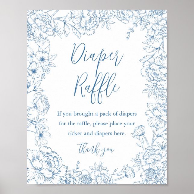 FRENCH TOILE Diaper Raffle Baby Shower Sign (Front)