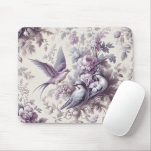 French Toile Fleurie Birds Mouse Pad