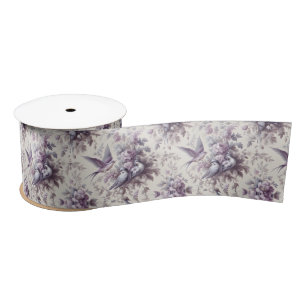 French Toile Fleurie Birds Satin Ribbon