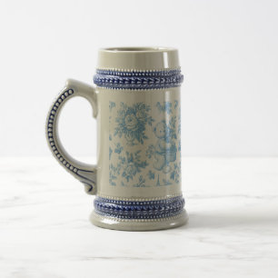 French Toile Floral Bear Baby Shower Beer Stein