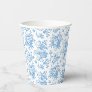 French Toile Floral Bear Baby Shower Paper Cups