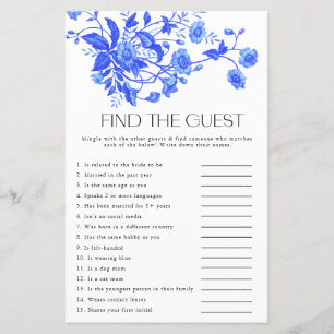 French Toile Floral Find the Guest Bridal Game