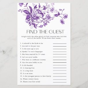 French Toile Floral Find the Guest Bridal Game