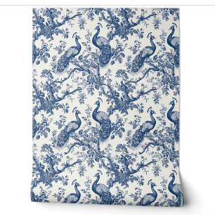 French Toile Peacock Pattern Wallpaper