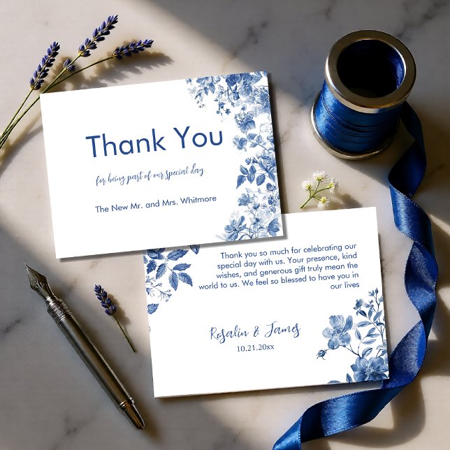 French Toile Wedding Thank You Card (French Toile Wedding Thank You Note Card)