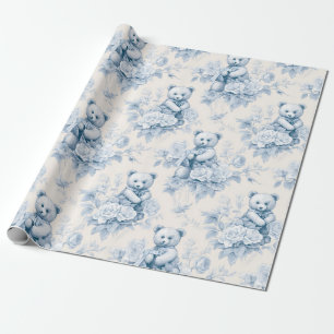 French toilet paper with floral pattern and bear