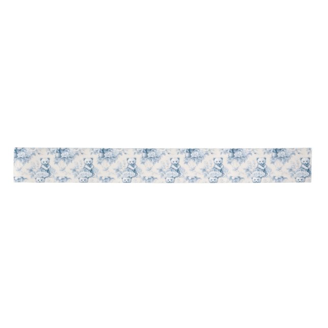 French toilet paper with floral pattern and bear satin ribbon (Front)