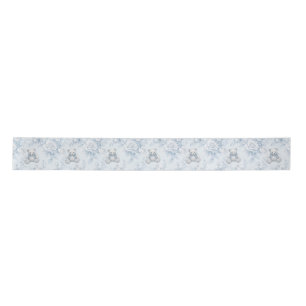 French toilet paper with floral pattern and bear satin ribbon