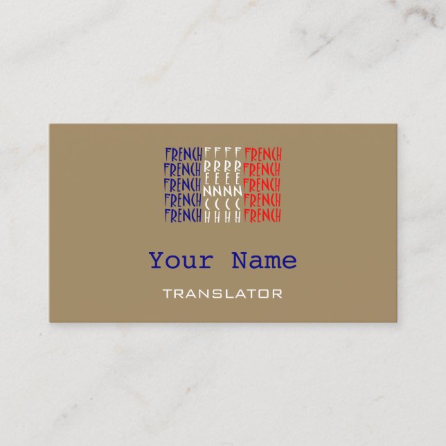 French Translator or Interpreter Business Cards (Front)