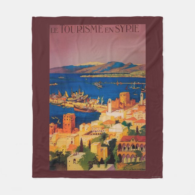 French Travel Poster, Touring in Syria Fleece Blanket (Front)