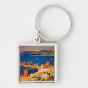 French Travel Poster, Touring in Syria Keychain