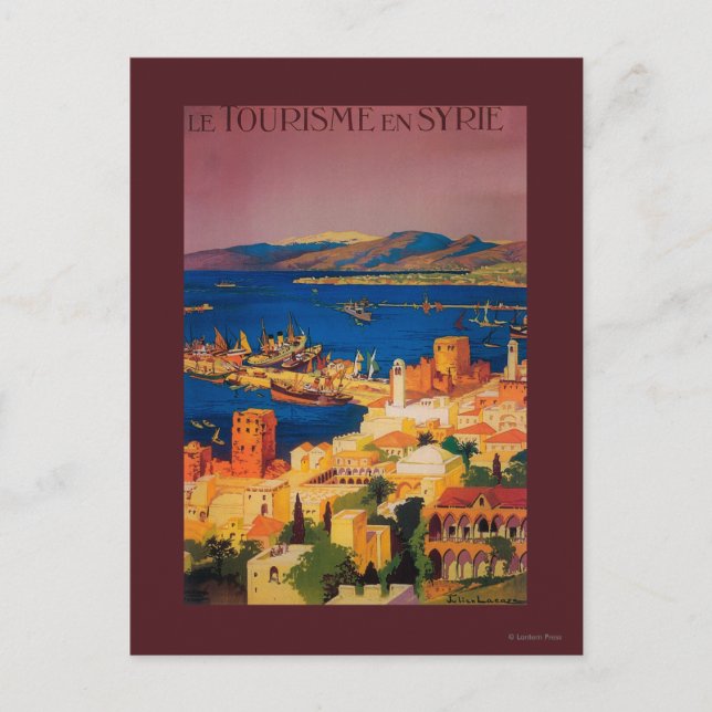 French Travel Poster, Touring in Syria Postcard (Front)