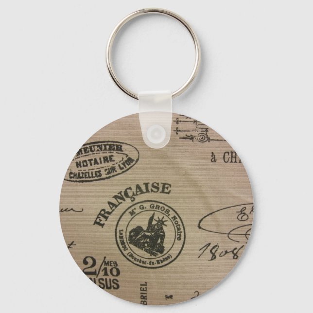 French Travel Stamps Keychain (Front)