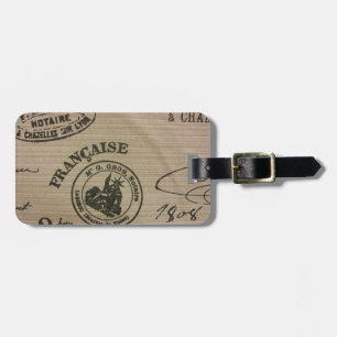 French Travel Stamps Luggage Tag