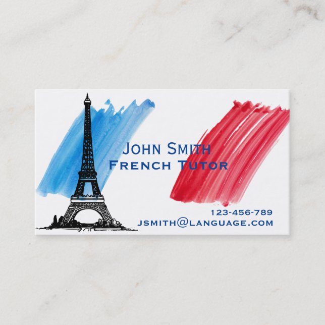 French Tutor French Teacher Business Card (Front)