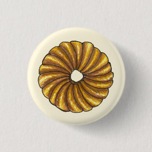 French Twist Pastry Doughnut Doughnut Breakfast Fo 1 Inch Round Button