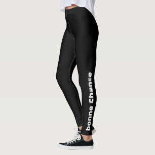 French Typography "Bonne Chance" Elegant Modern Leggings