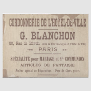 French Typography Torn Edge Decoupage Paris Shoes  Tissue Paper