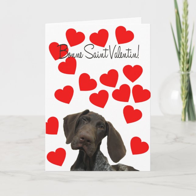 French Valentine Glossy Grizzly Valentine Holiday Card (Front)