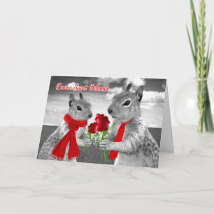 French Valentine's Day Romantic Squirrels Blank Card