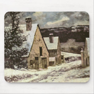 French Village Street in Winter (Gustave Courbet) Mouse Pad
