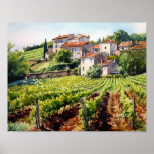 French Vineyard Landscape Art Print Poster