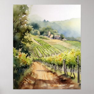 French Vineyard Landscape Art Print Poster